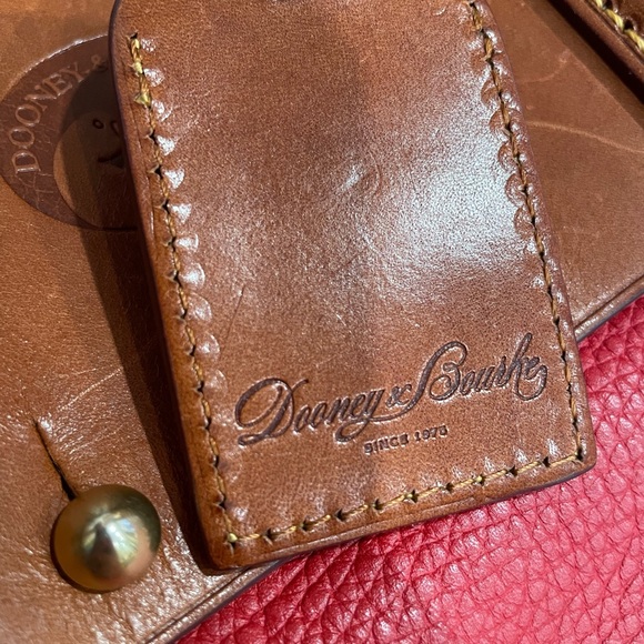 Red Pebble and Brown Leather All Weather Dooney and Bourke Handbag Bag - Picture 8 of 11